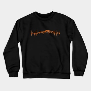 C7 Corvette Heartbeat Orange Supercar EKG Sports Car Heart Beat Line Racecar Pulse Crewneck Sweatshirt